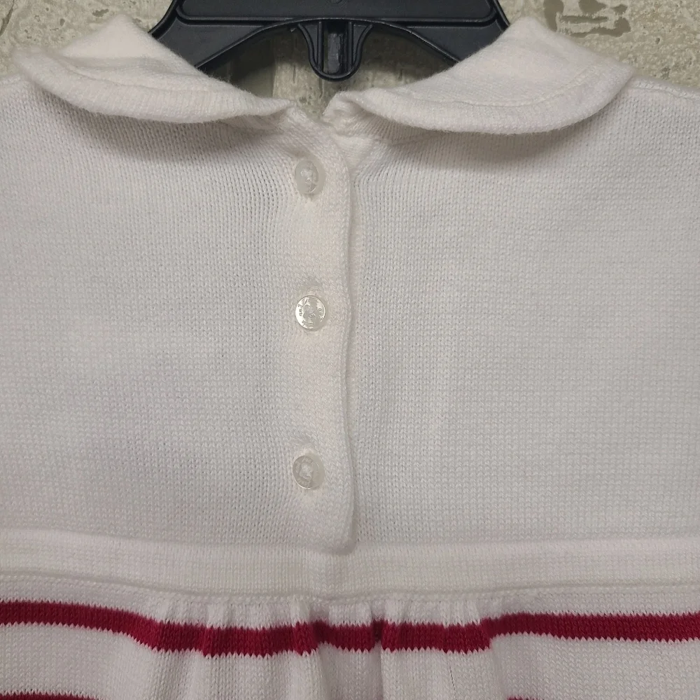 Janie and Jack Cotton White Pink Striped One Piece Knit Outfit Size 12-18 Months